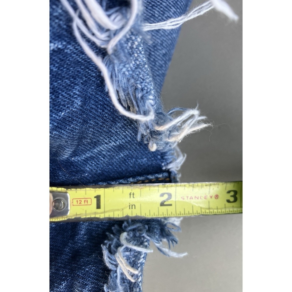 Abercrombie Curve Love Hi Rise Mom Shorts 25 0 Blue Denim Button Fly Distressed - Picture 9 of 11